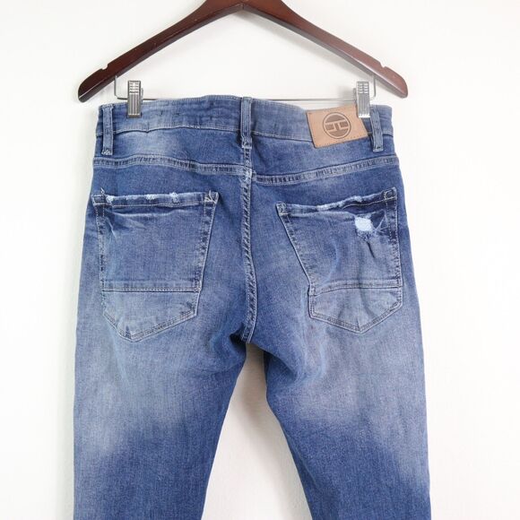 Jordan Craig Mens 32 X 34 Ross Skinny Jeans Distressed Blue - Picture 6 of 11